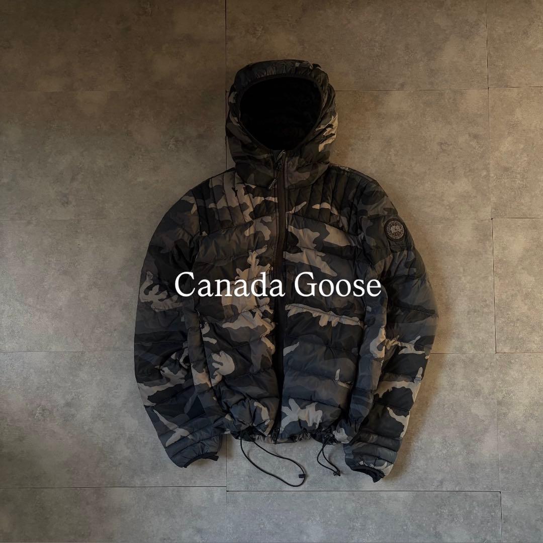 【超希少モデル❗️】カナダグース　ブラックロゴ　ダウンジャケット　カモ柄　迷彩　S