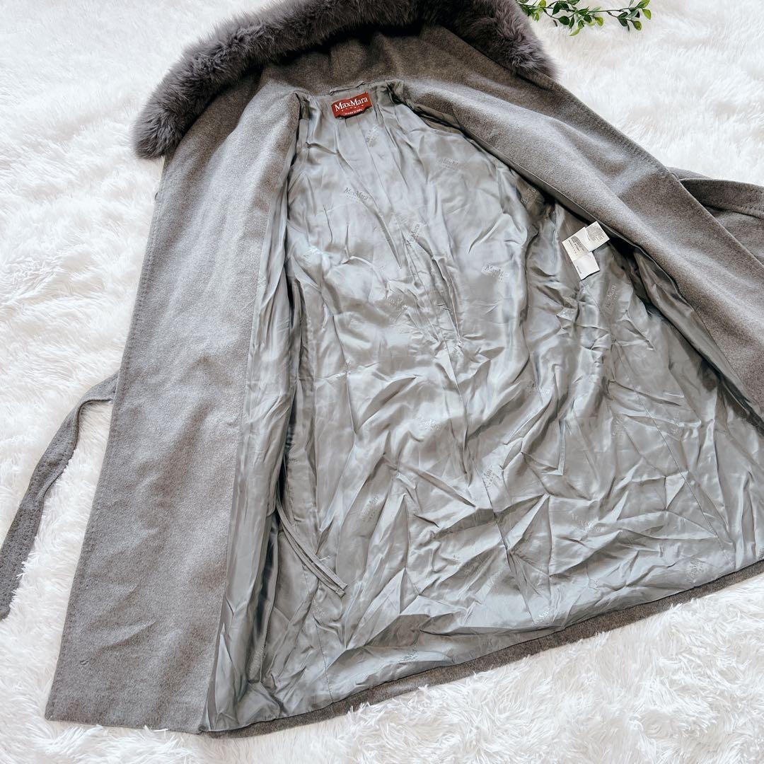 MaxMara Studio ガウンコート グレー 40 ピュアウール ファー