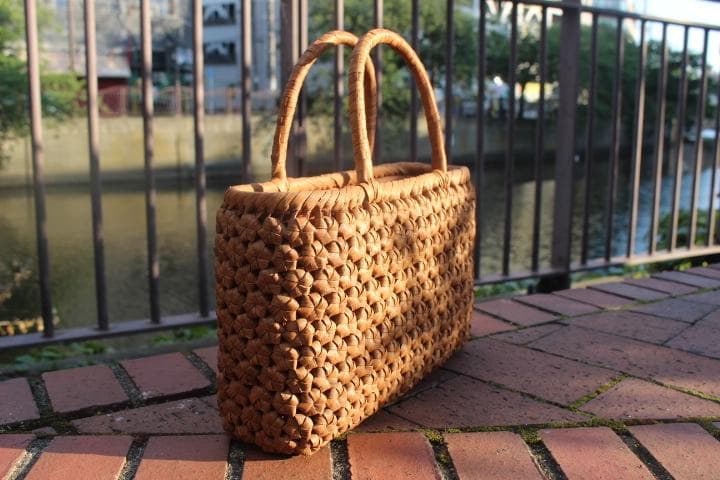 六角花結び編み 山葡萄 かごバッグ 網代編み やまぶどう 山ぶどう カゴバッグ
