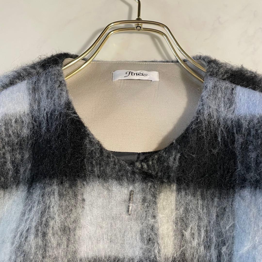 jines ジネス　チェック柄ポンチョコート