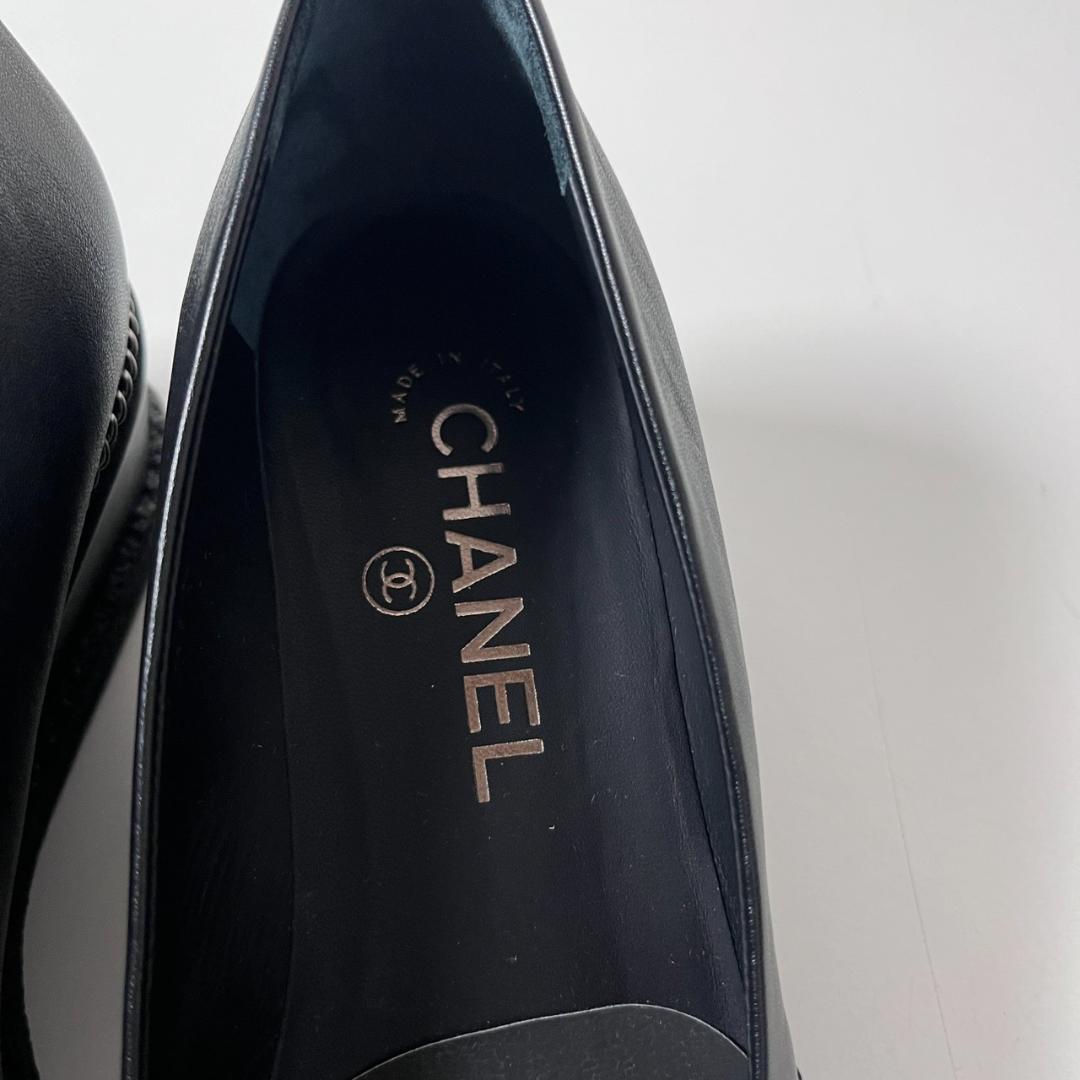 未使用 CHANEL G31293 PUMPS MET LAM GG パンプス