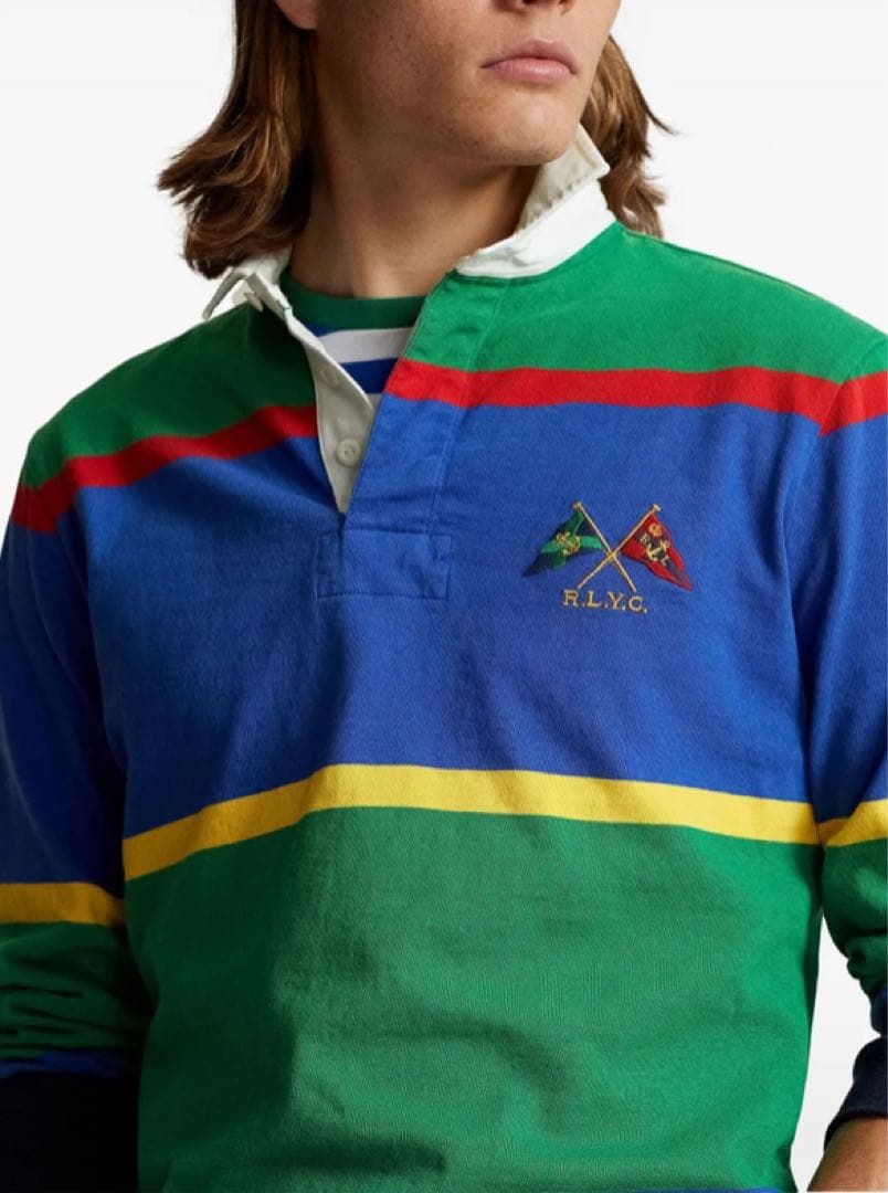 ポロ ラルフローレン 長袖 ストライプ ラガーシャツ M S