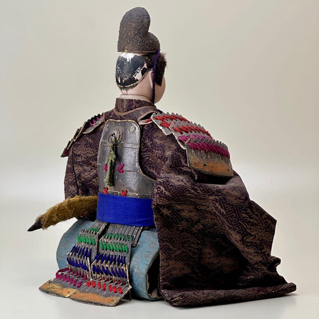 江戸〜明治時代　武者人形　鎧武者座り人形　高さ約32cm　古美術・骨董　骨董品