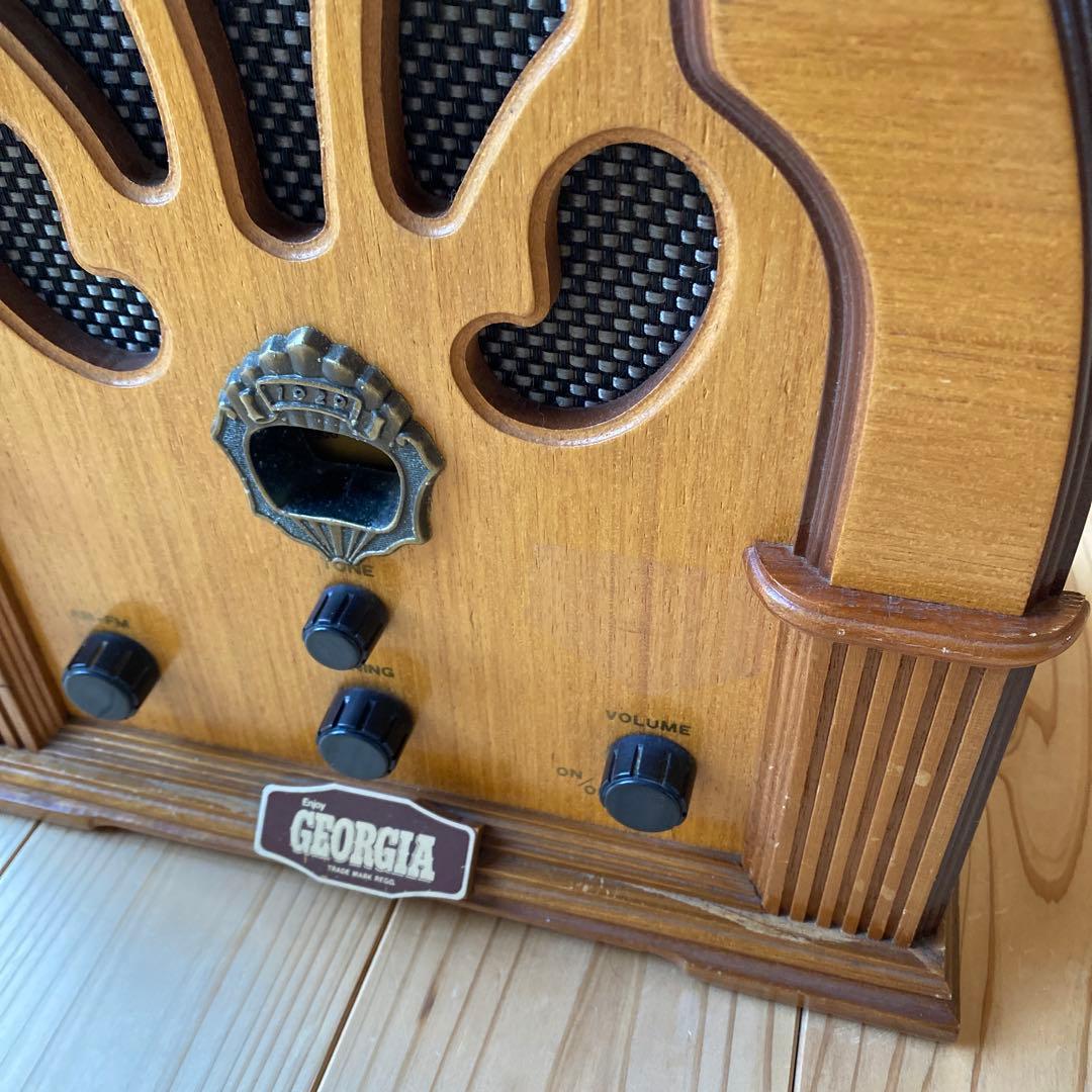 【レトロ】　ジョージア　ラジオ　アンティーク　木製　モダン　お洒落