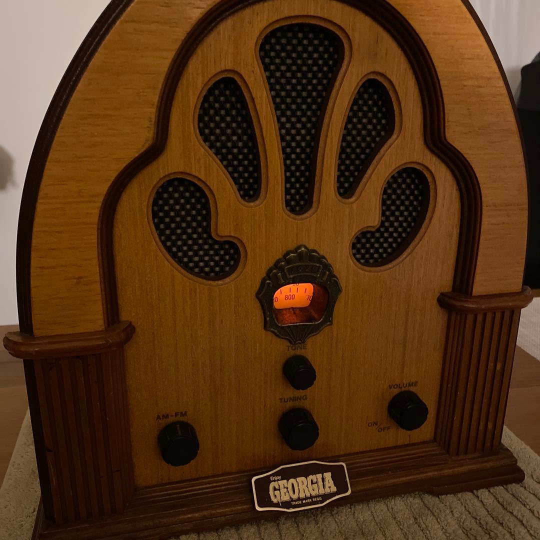 【レトロ】　ジョージア　ラジオ　アンティーク　木製　モダン　お洒落