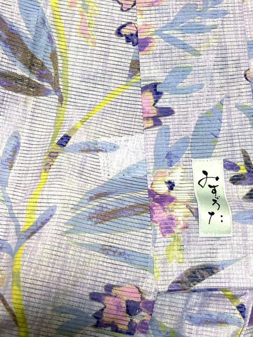 専用　みすゞうた　綿絽　浴衣　ライラックカラー　黄金の小鳥　着物風にも