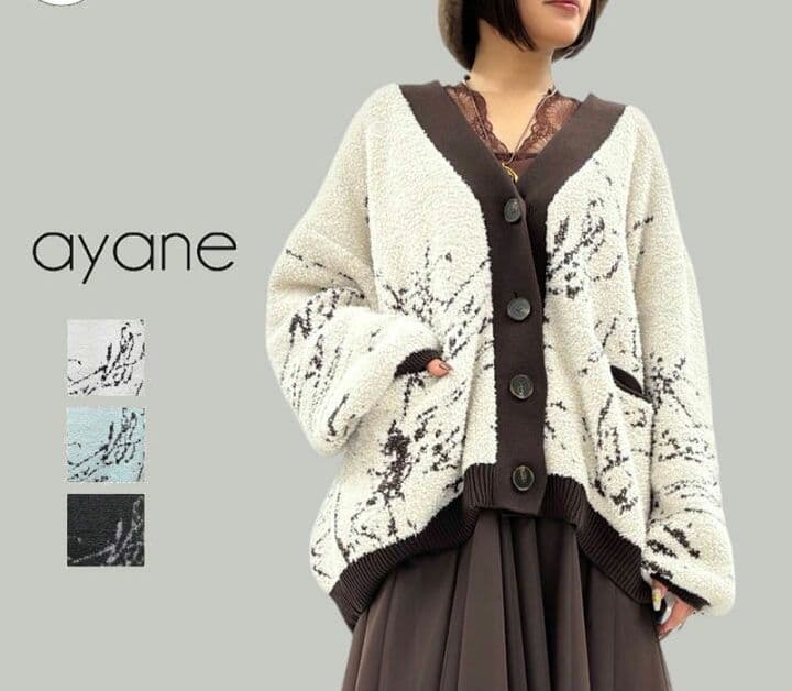 ayane アヤン ニットジャガードモフモフカーディガン