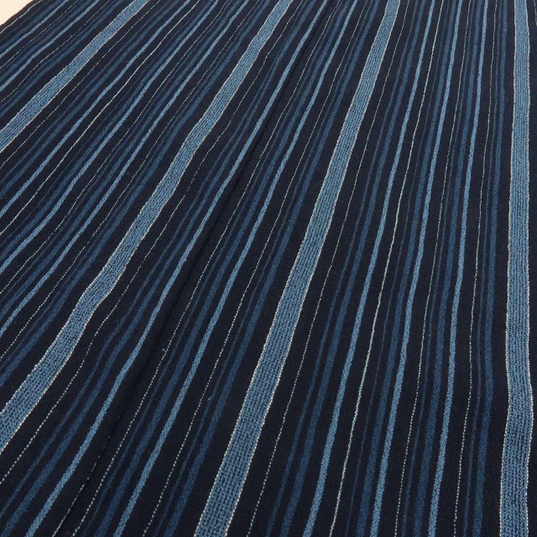 美品 綿 縦縞 しじら織 浴衣 洗える夏着物 着物 A3340
