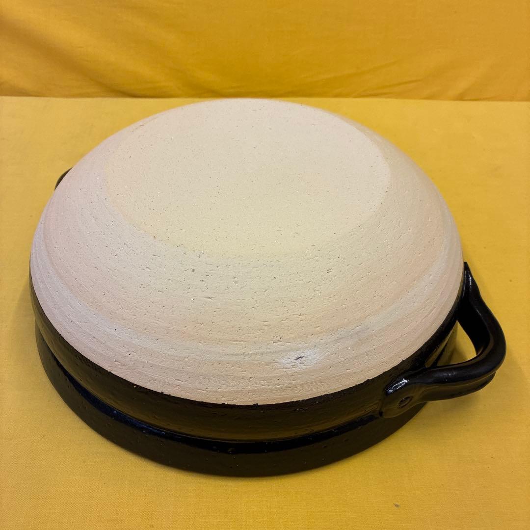 土鍋伊賀焼10.5号深鍋黒釉艶消飛びカンナ