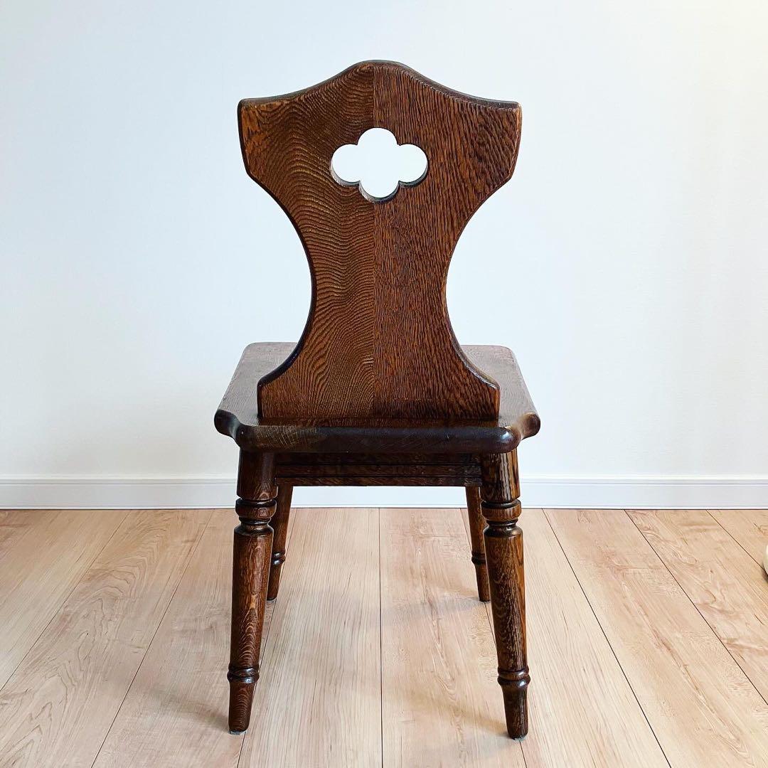 アンティークチェア　オーク材　腰掛け　ビンテージ家具　蚤の市　古家具　ブロカント