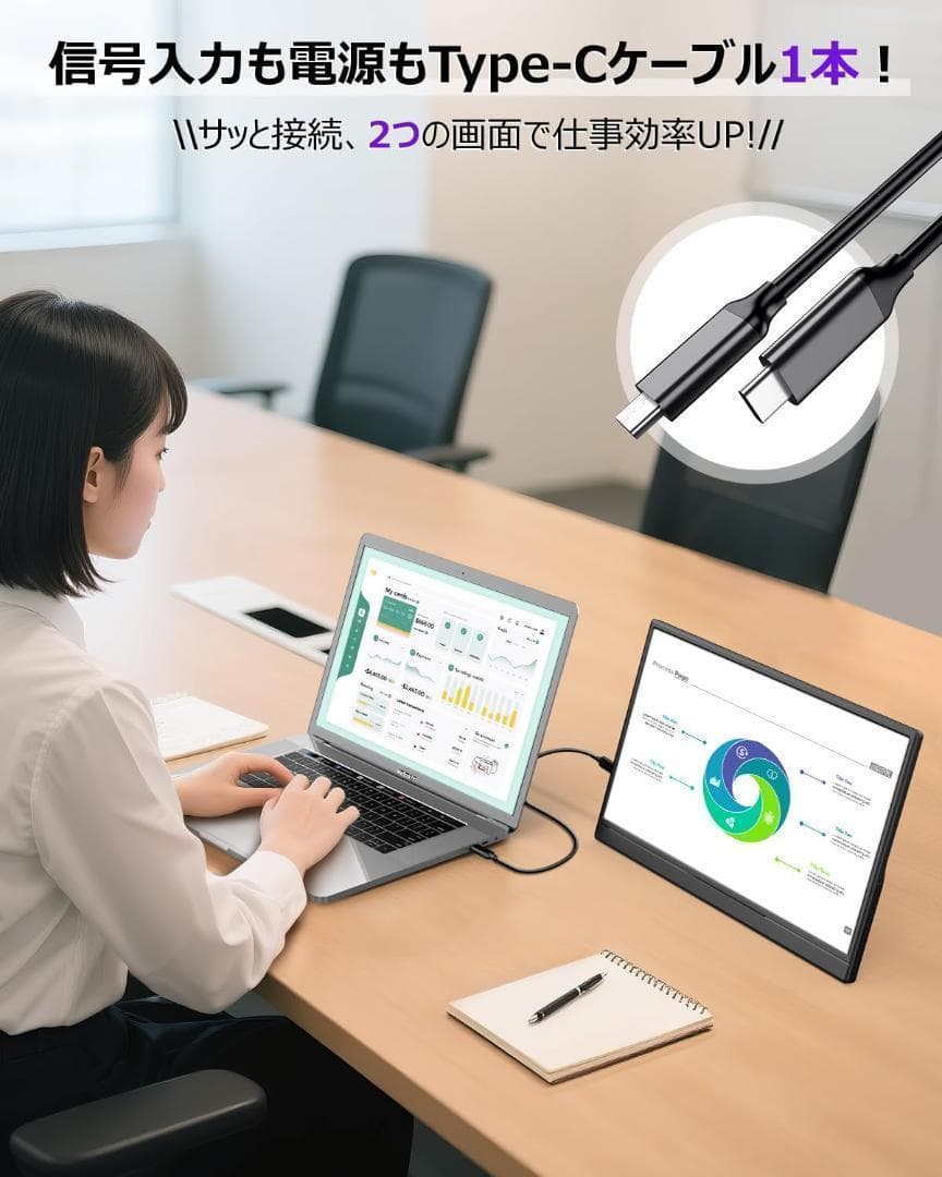 653 モバイルモニター 15.6インチ フルHD スタンド カバー 薄型 軽量