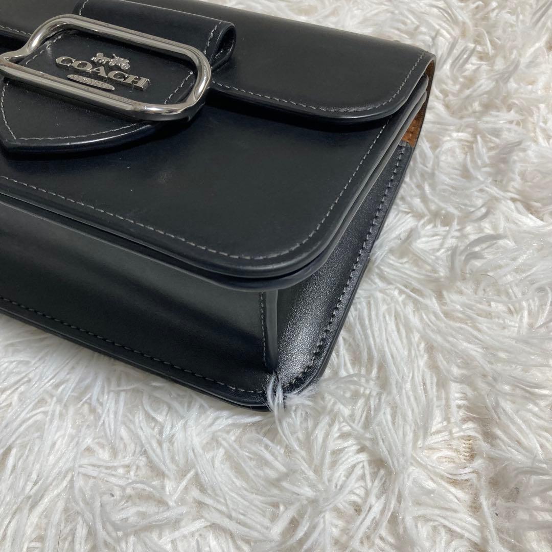 美品　現行 コーチ ショルダーバック　モーガン スクエア　黒　レザー　保存袋付