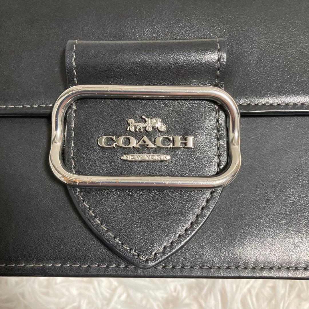 美品　現行 コーチ ショルダーバック　モーガン スクエア　黒　レザー　保存袋付