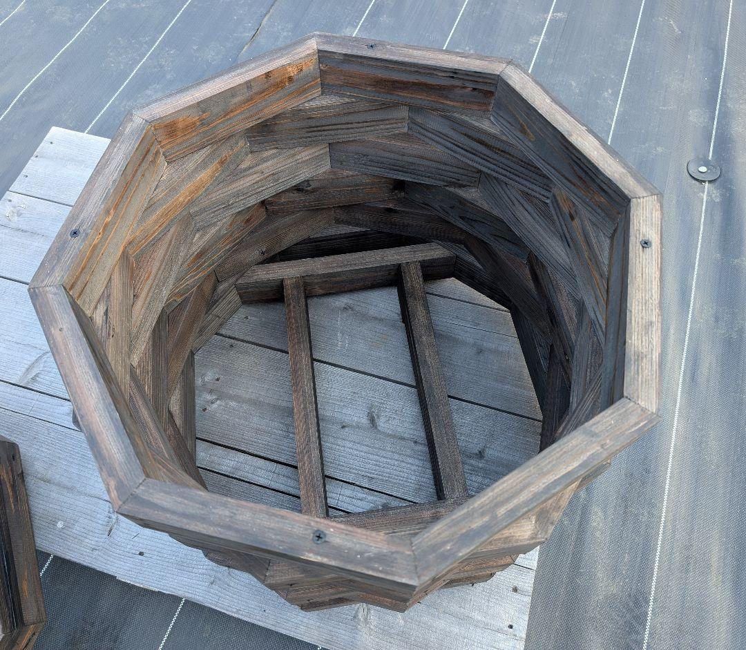 45㍑タイプ　ビオトープ　メダカ・金魚　飼育セット　木枠カバー　丸プラ容器付