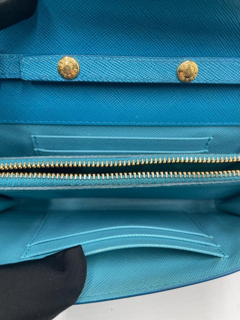 PRADA プラダ サフィアーノショルダーウォレット ティールカラー