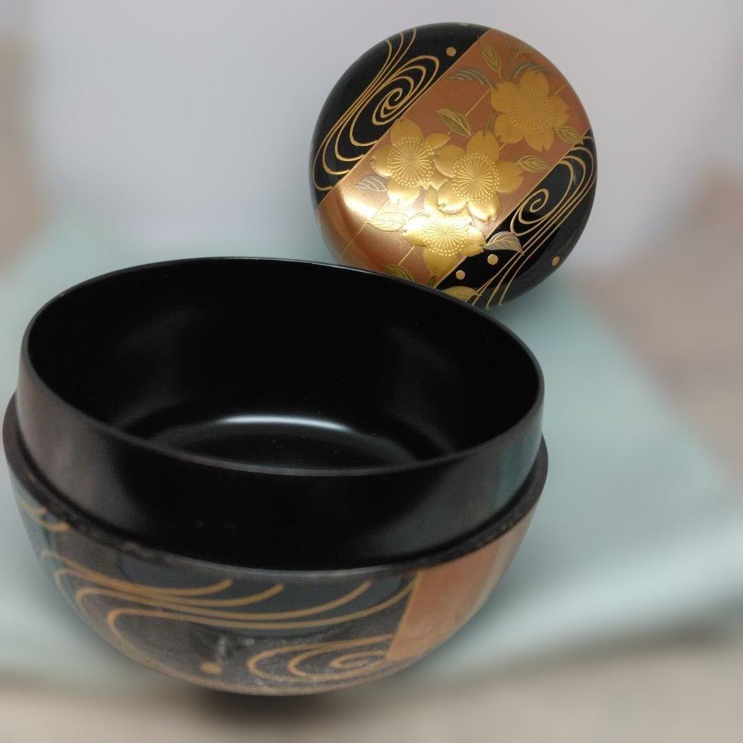 金彩花筏蒔絵 平棗 山中塗 倉山直彦作 共箱 茶道具