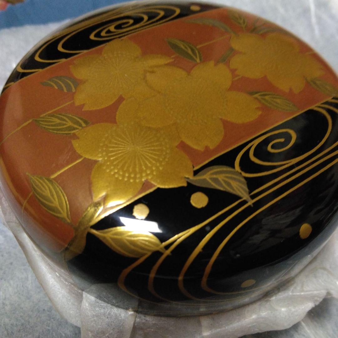 金彩花筏蒔絵 平棗 山中塗 倉山直彦作 共箱 茶道具