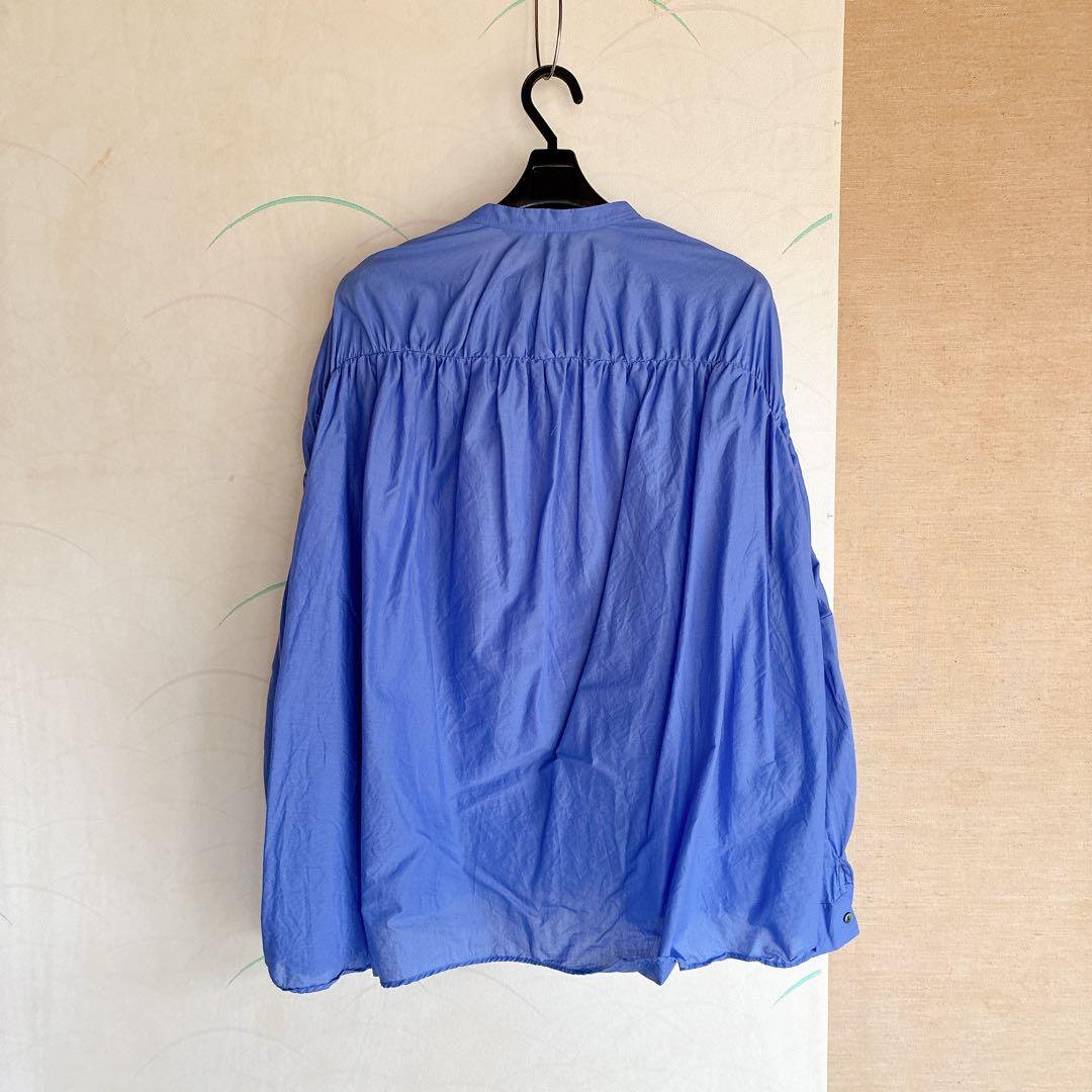 mizuiroind バックギャザーワイドシャツ ブルー