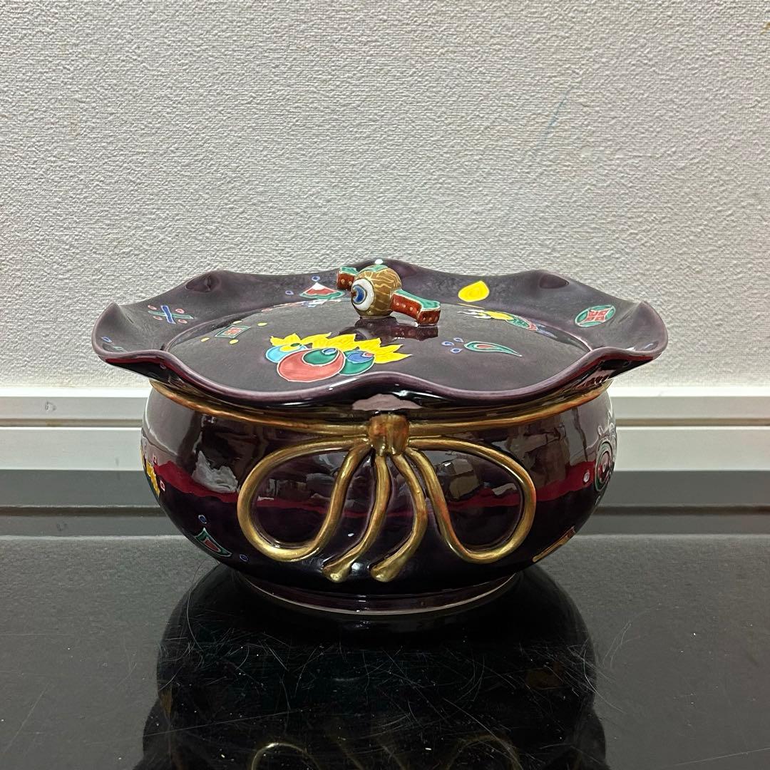 紫交趾宝尽砂金袋水指　茶道具懐石茶箱鵬雲斎坐忘斎淡々斎即中斎棗水指茶碗棗茶杓