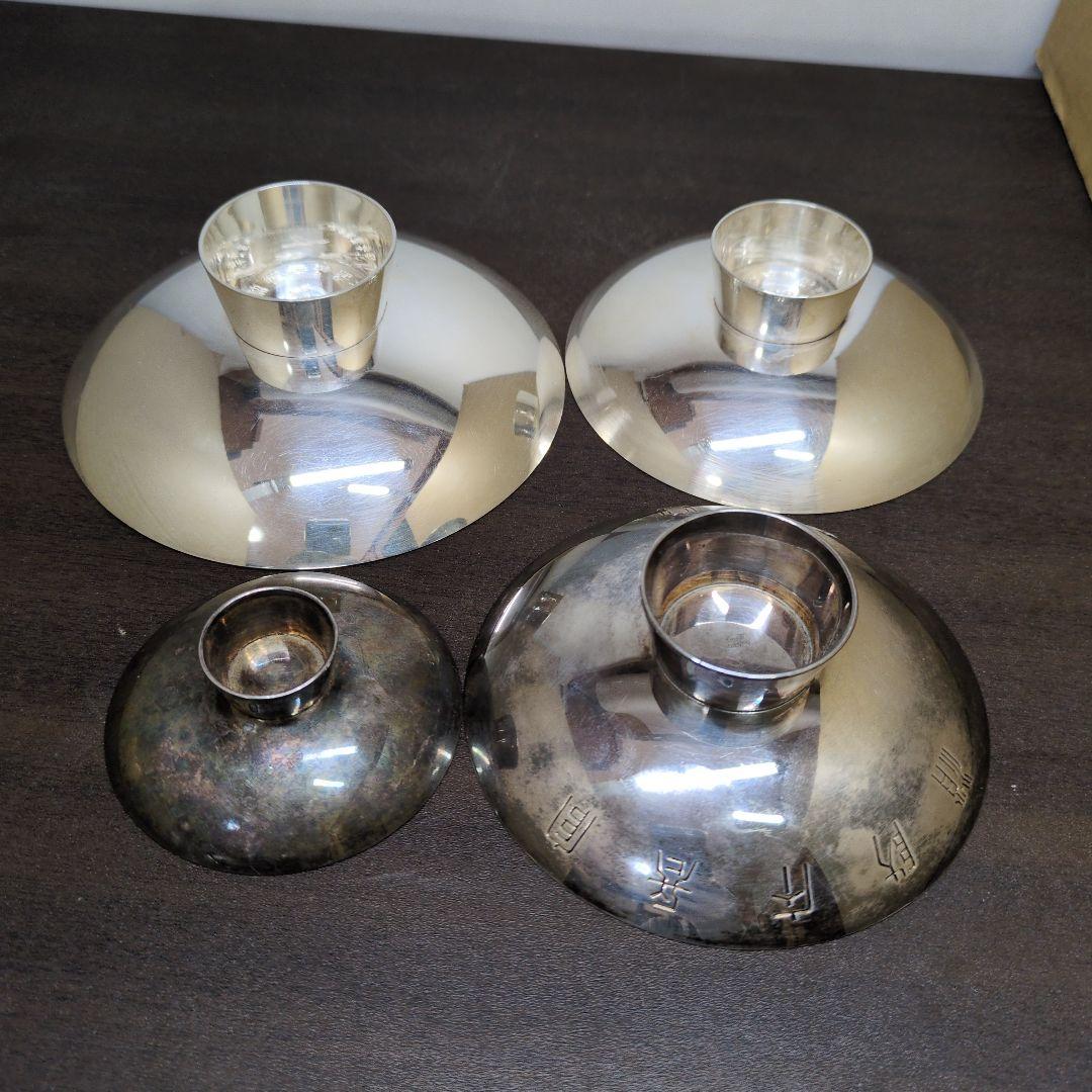 つ*る様 純銀 盃 4点 総重量約309g