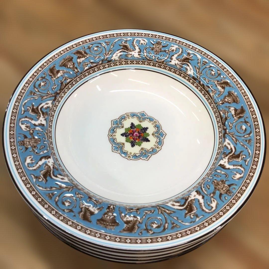 ウェッジウッド フロレンティーン ターコイズ スープ皿 6枚セット USED