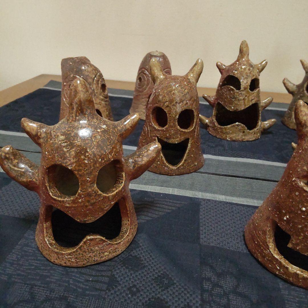 面白い 明かりカバー 11ケ 備前焼