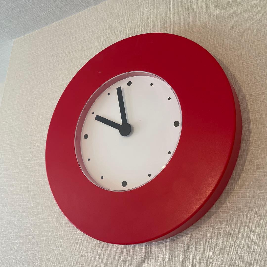 オールドイケア　IKEA ポストモダン　赤　掛け時計