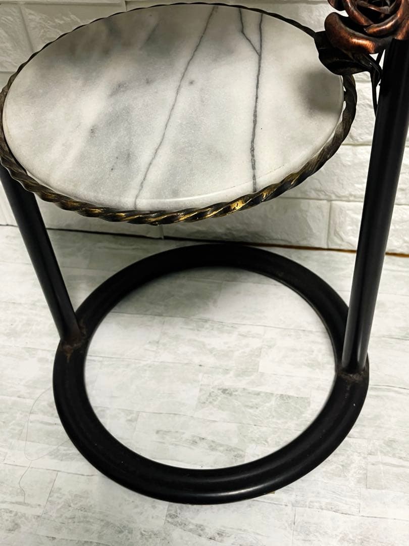 天然大理石 サイドテーブル ラウンド テーブル 花台 飾り台