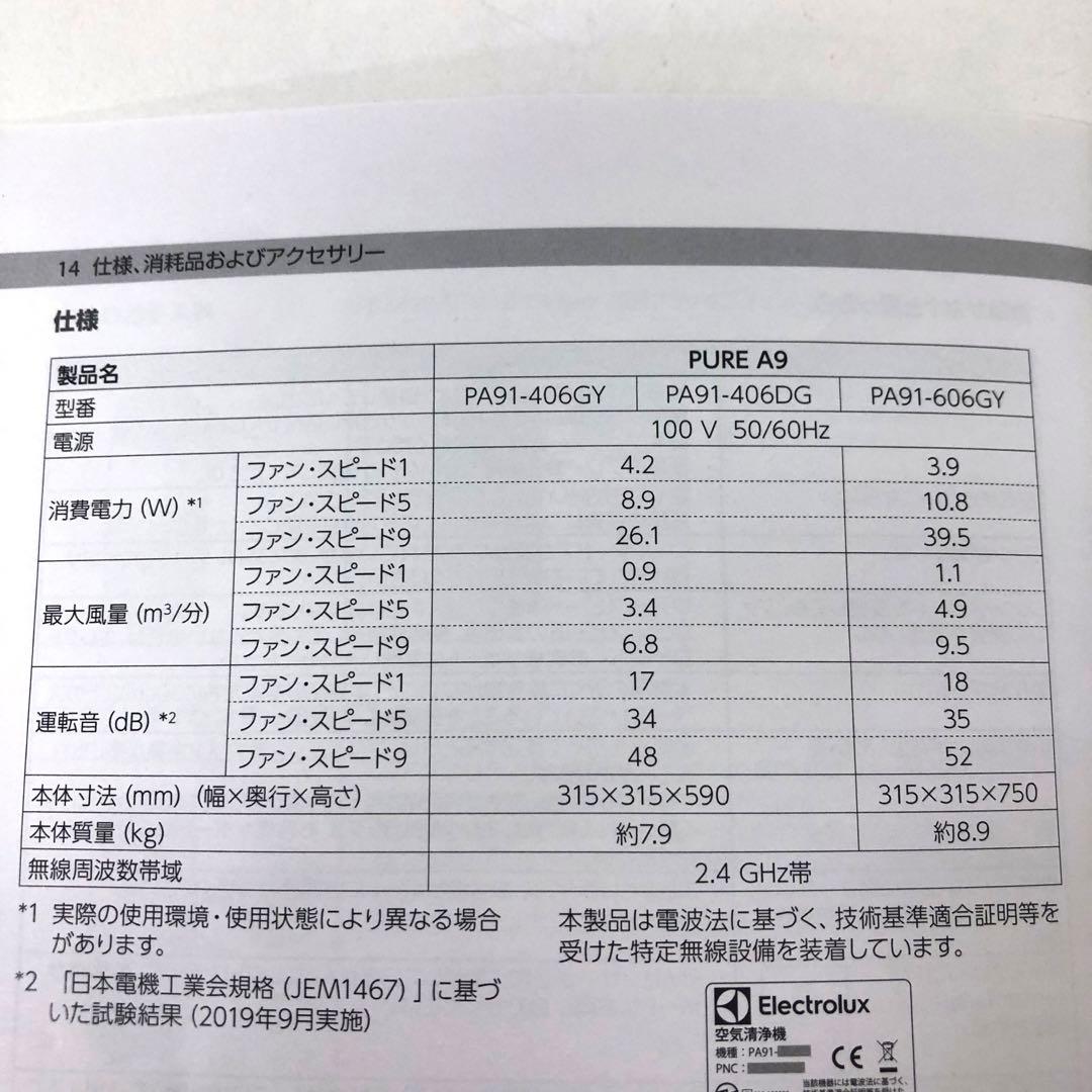 448-C Electrolux 空気清浄機 PUREA9 PA91-406DG
