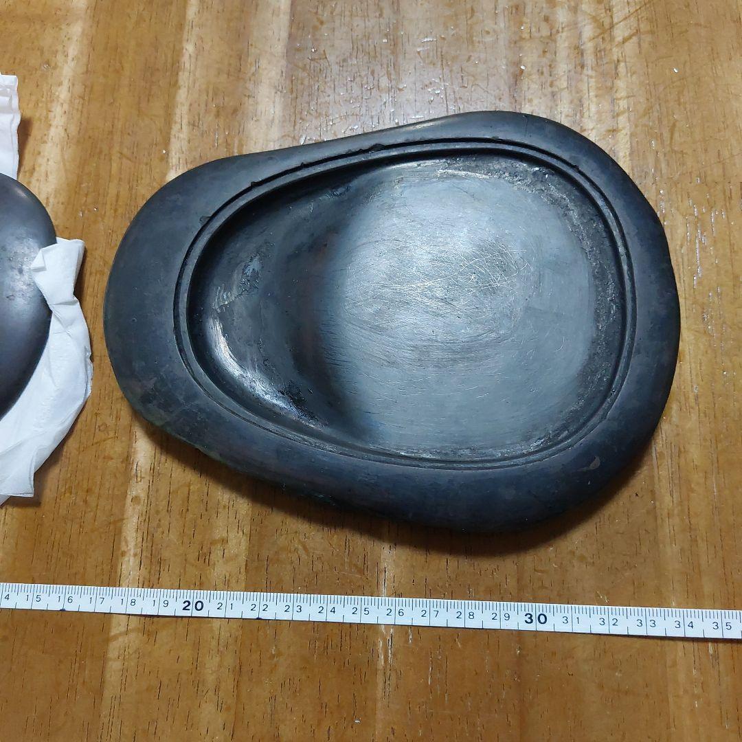 硯　渭原石 梅の花 の彫刻 古物 傷 汚れあり 壊れなし 長期保管品