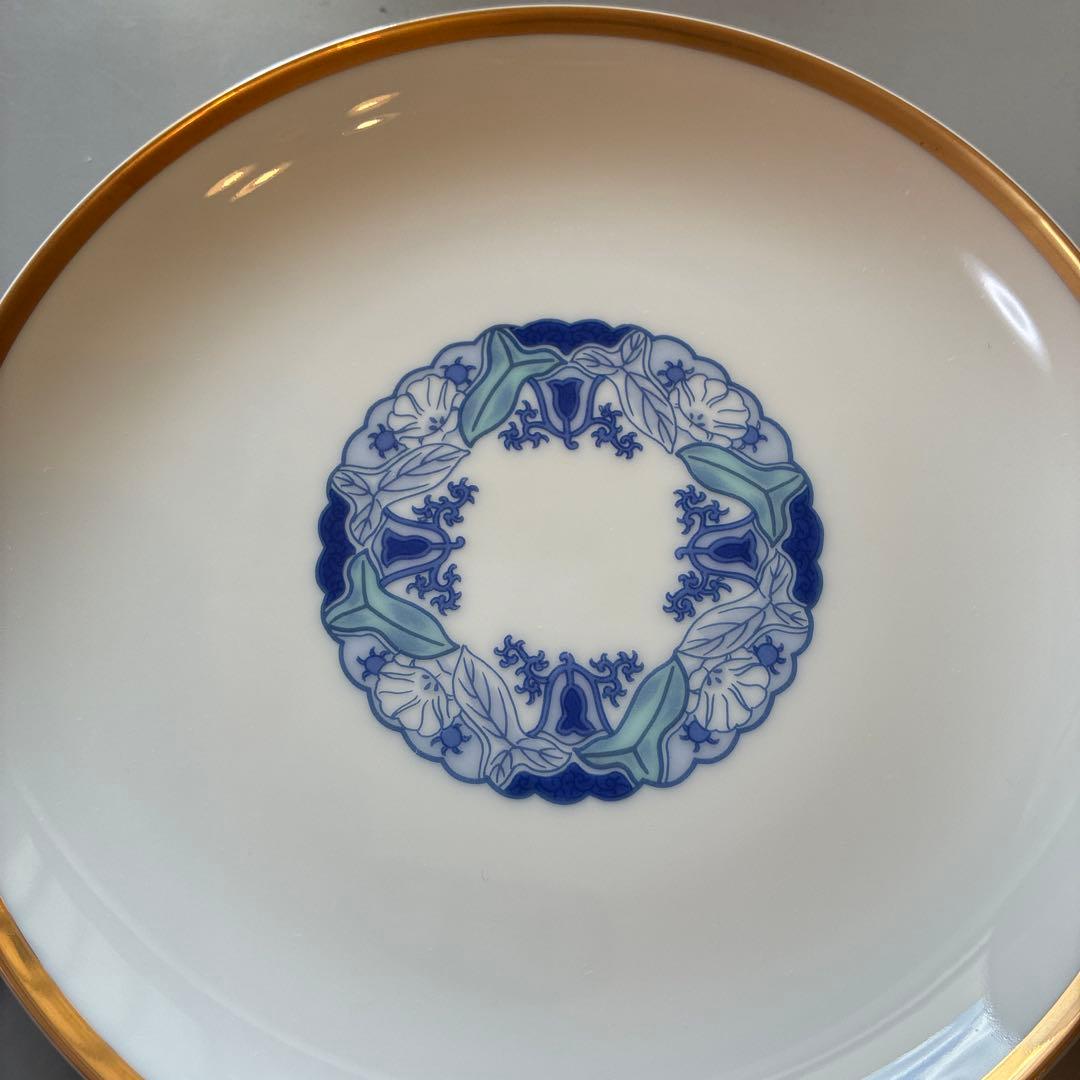 【極美品】深川製磁 ブルーチャイナ 銘々皿 5枚セット 金彩 16cm プレート