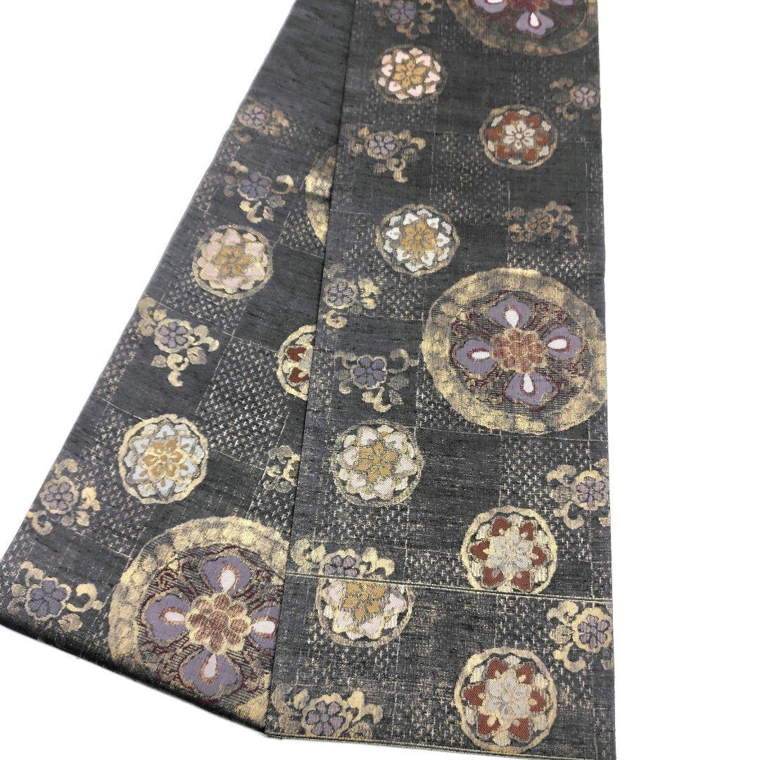 専用帯4602 ●米田織物謹製 高級 正絹 焼箔紬 六通 袋帯 縫調華文