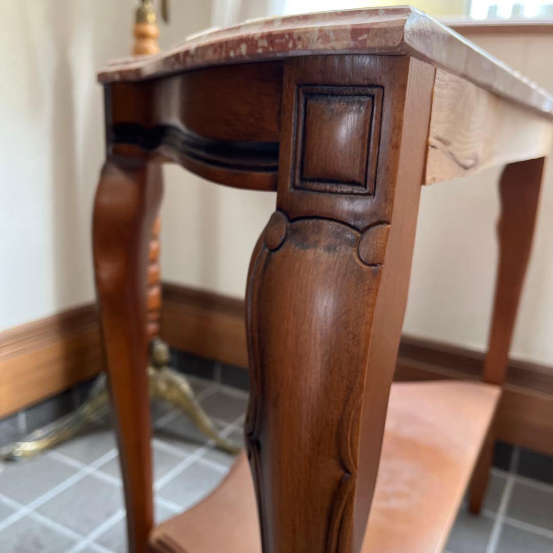 コンソールテーブル　猫脚　割れあり　アンティーク　家具　大理石