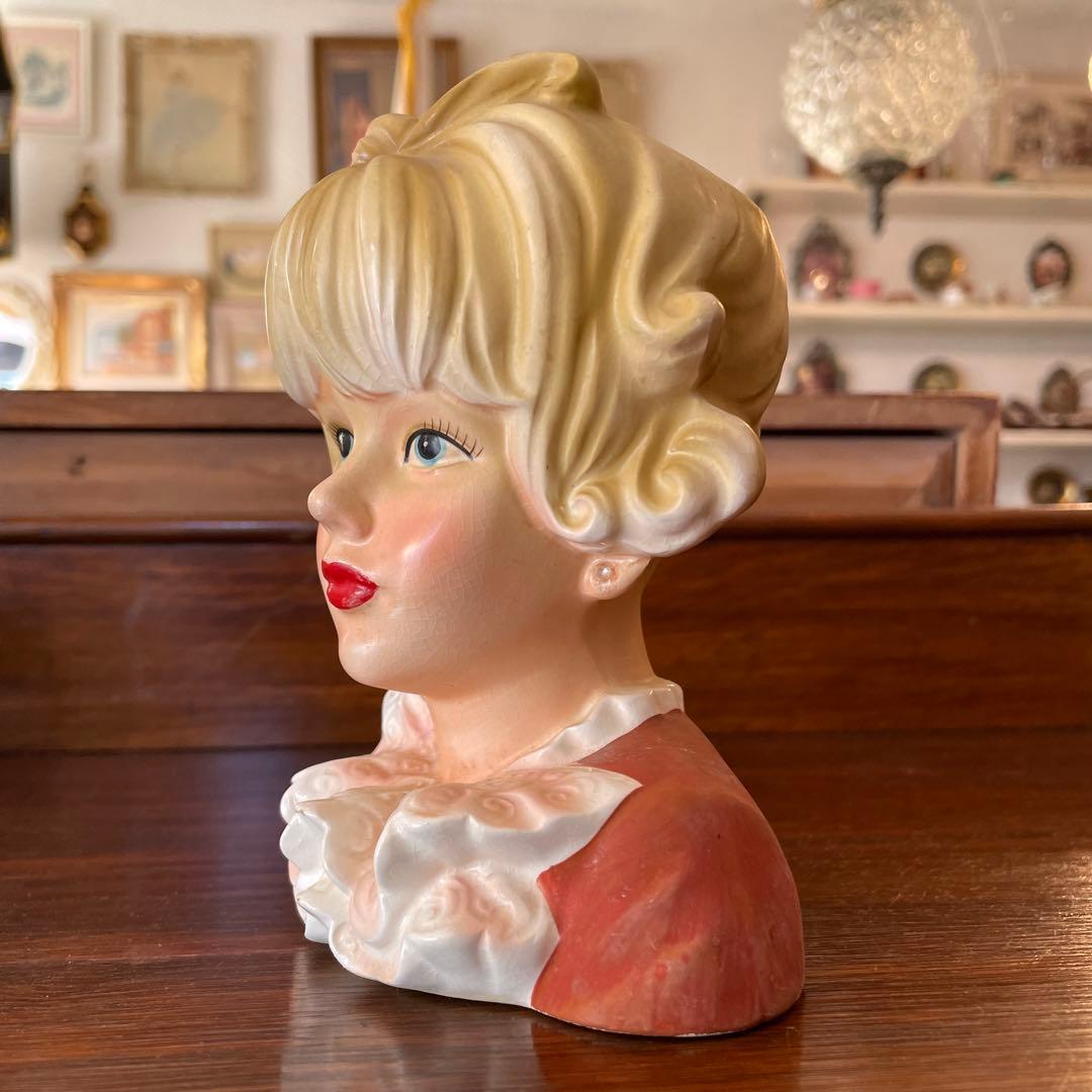 希少品！ 50's　貴婦人の花瓶　JAPAN製　陶器女性アメリカアンティーク雑貨