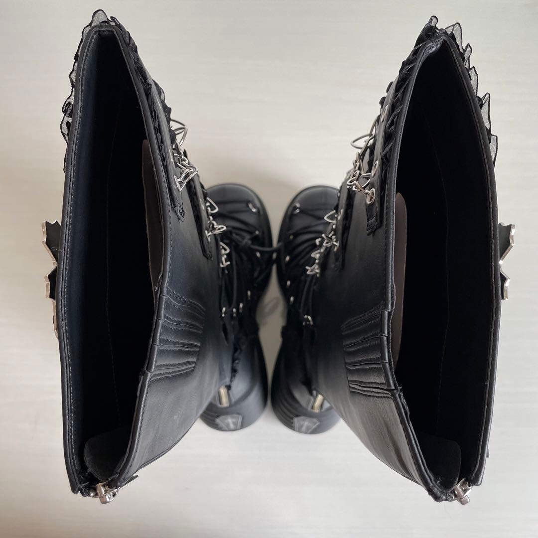 Demonia デモニア 厚底ロングブーツ ロック ゴスロリ V系 黒 26cm