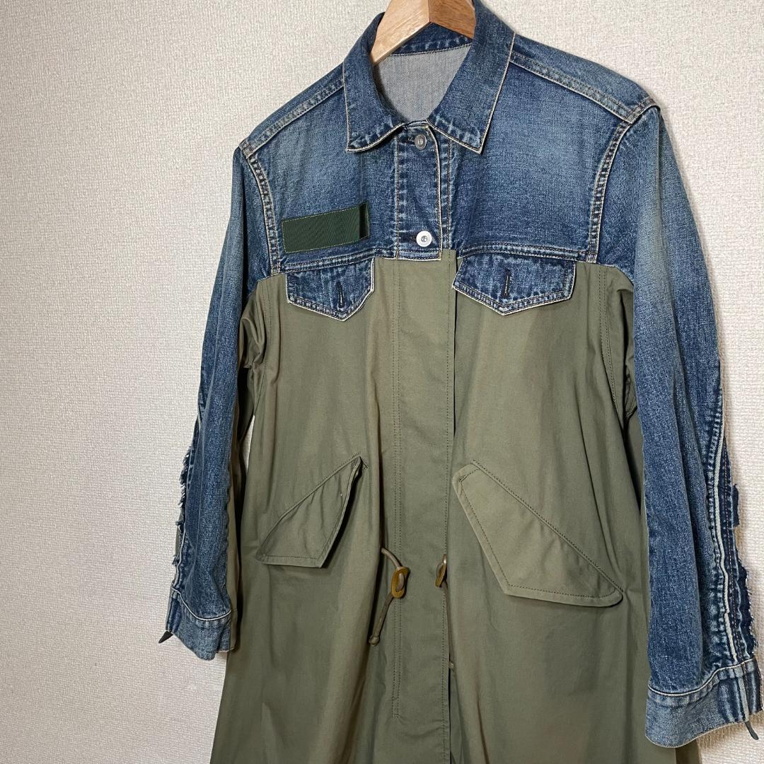 sacai サカイ　デニム　ドッキング　モッズコート　ニットMA1