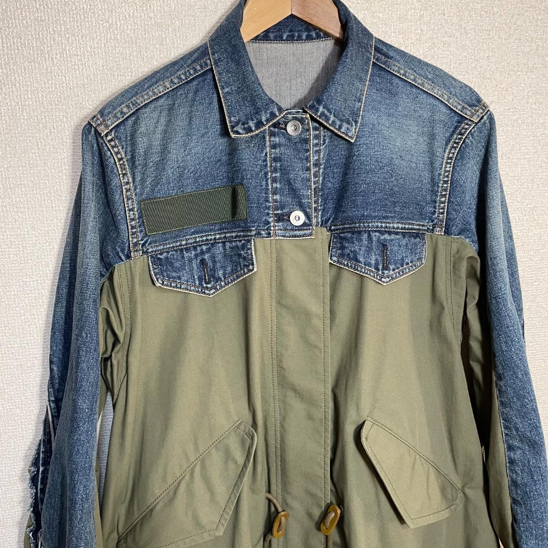 sacai サカイ　デニム　ドッキング　モッズコート　ニットMA1