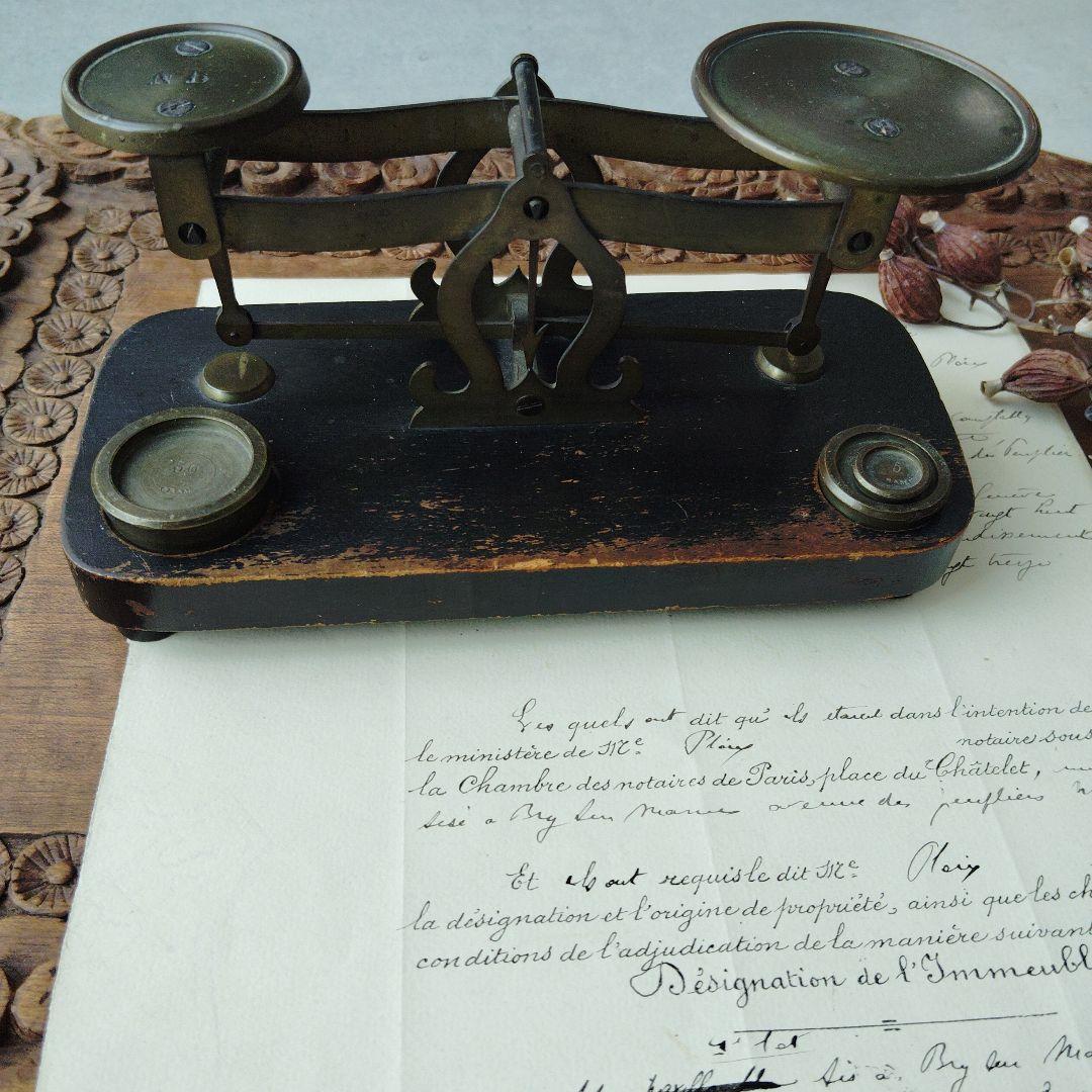 フランス蚤の市　レタースケール　オモリ3個セット　NB　アンティーク