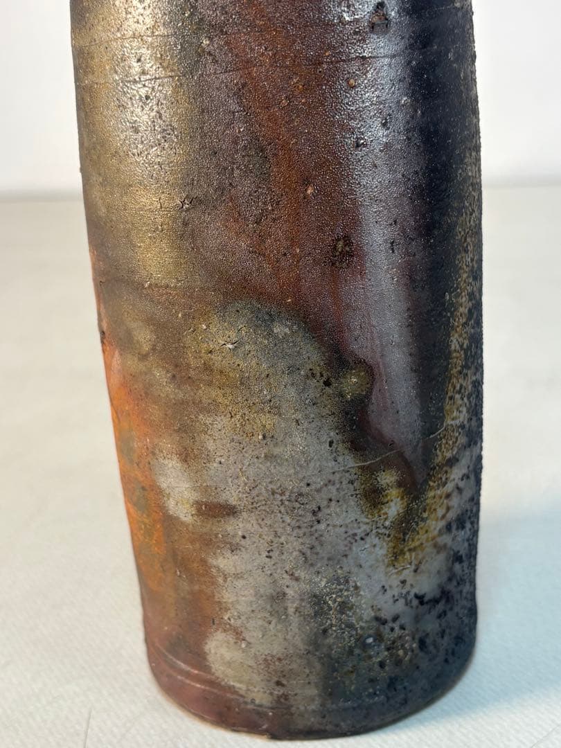 人間国宝 藤原啓 備前焼 窯変耳付き花入