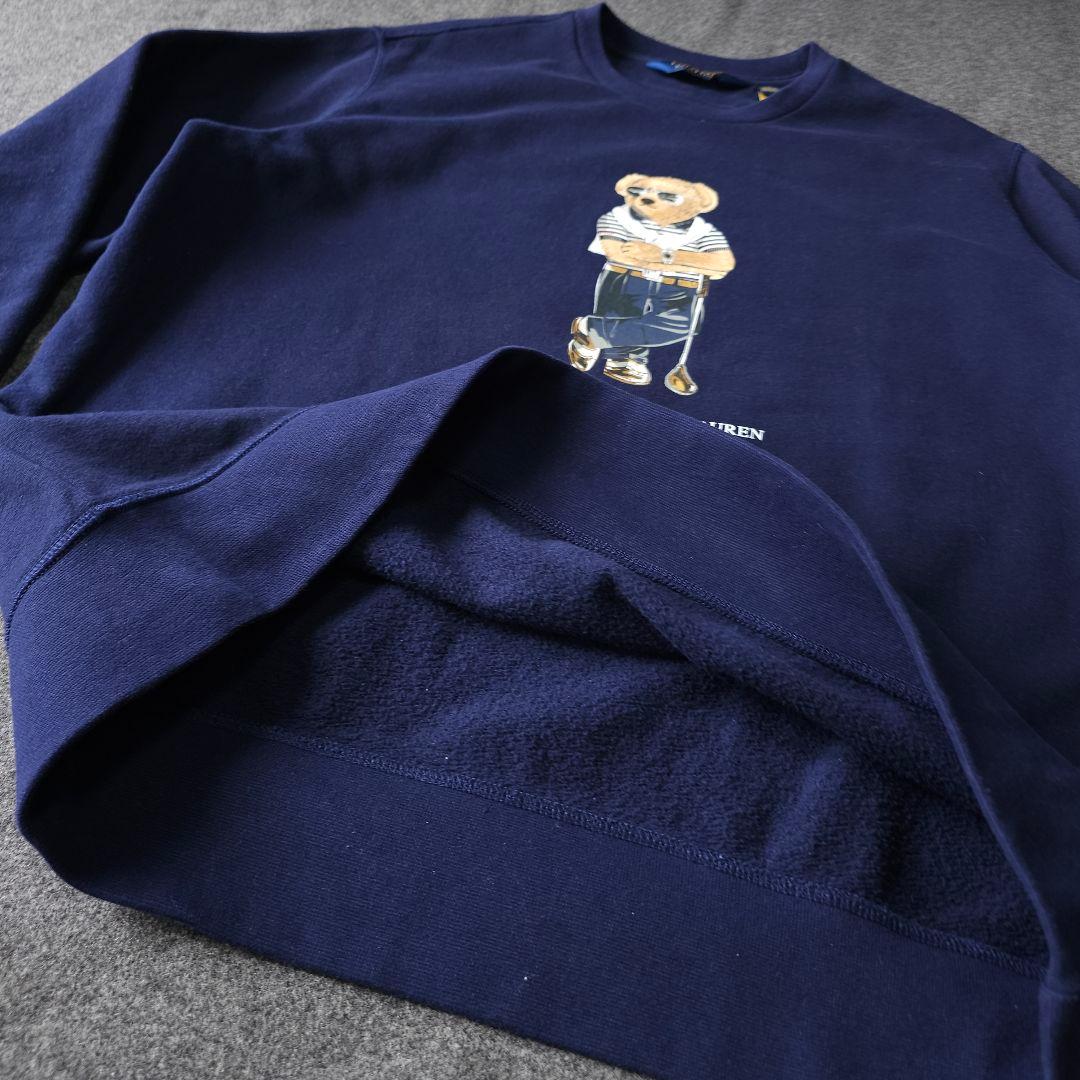 近年モデル ポロゴルフ ポロベア 裏起毛 長袖ゴルフトレーナー ネイビー L