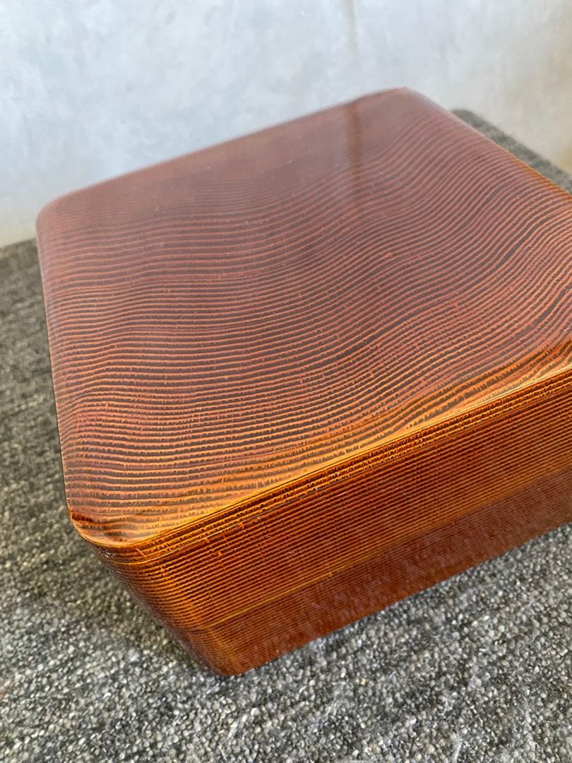 輪島塗　重箱　二段重　木目　未使用