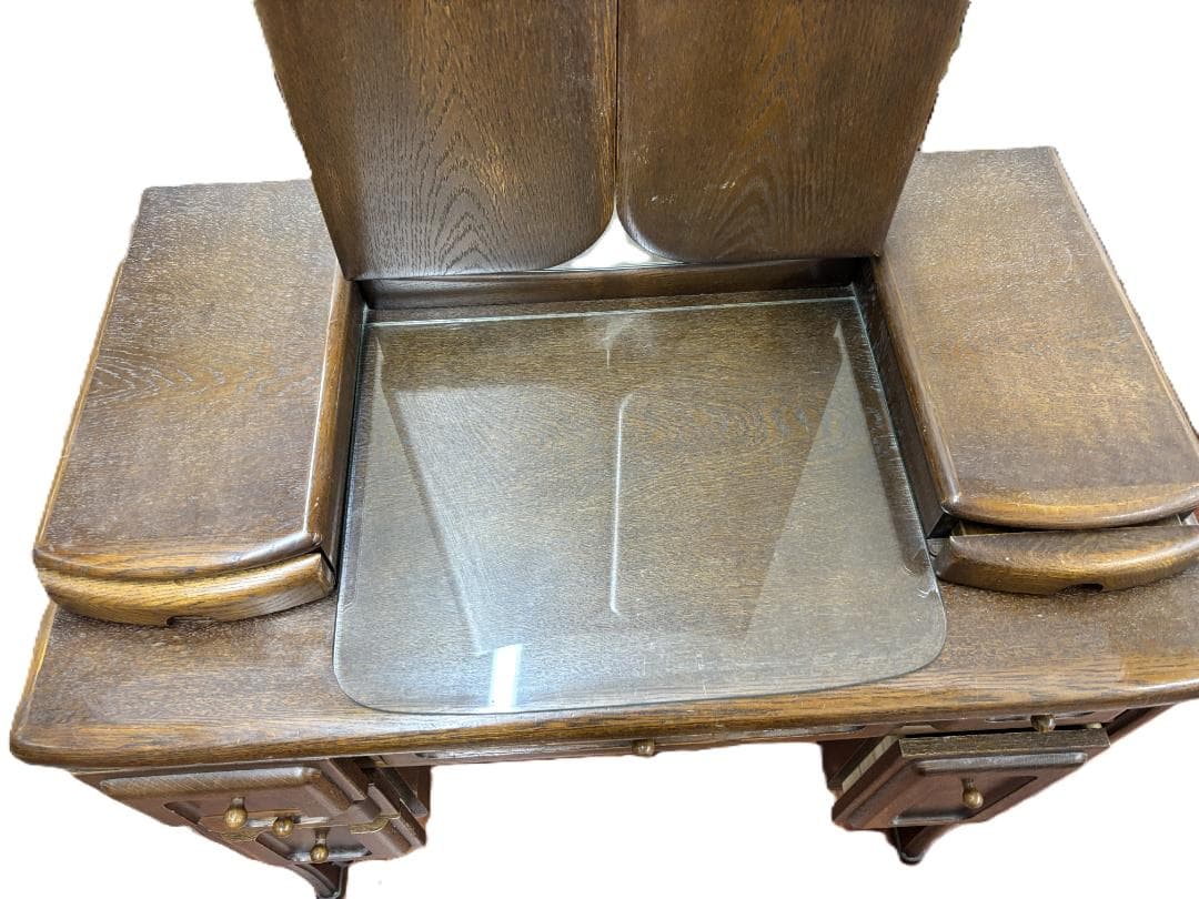 3面鏡 鏡台 ドレッサー レトロ 日本板ガラス コンセントあり ノンブランド