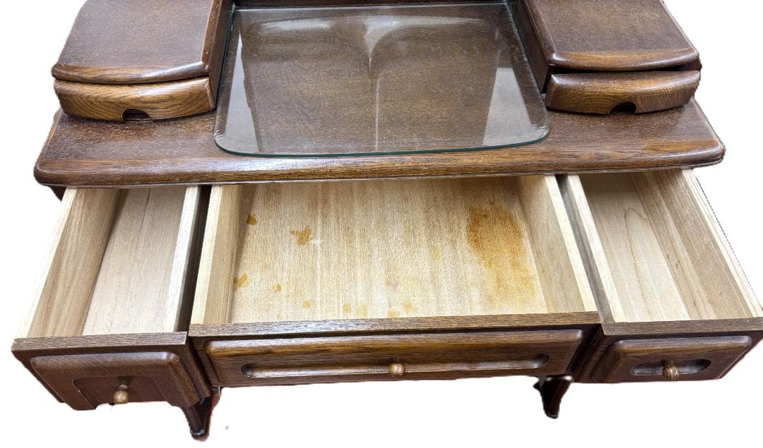 3面鏡 鏡台 ドレッサー レトロ 日本板ガラス コンセントあり ノンブランド