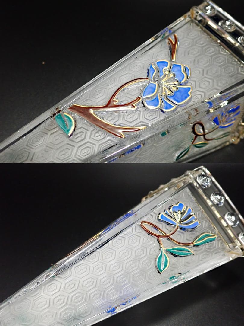 H63 オールド バカラ ジャポニズム 壷 エナメル クリスタルガラス