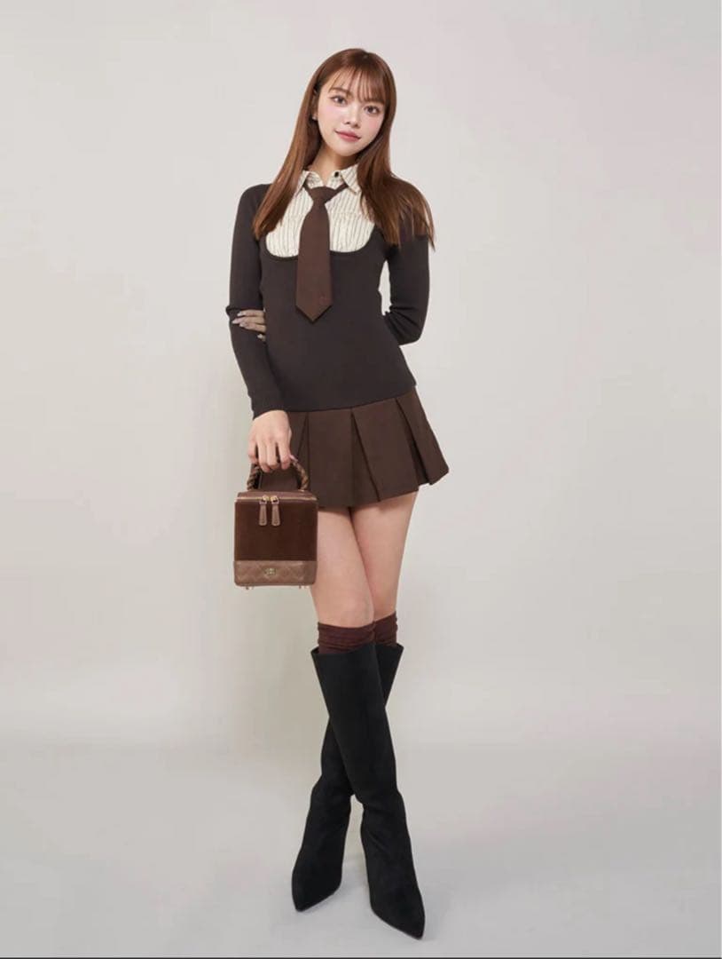 Darich シャツドッキングニットミニワンピース