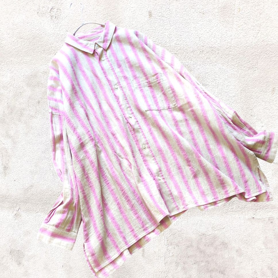 ICHI Antiquitesイチアンティークス リネンコットンストライプシャツ