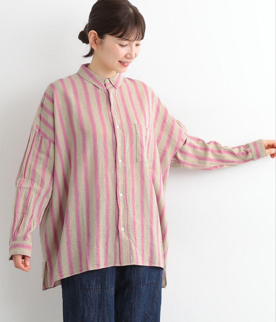 ICHI Antiquitesイチアンティークス リネンコットンストライプシャツ