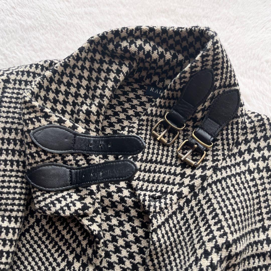 美品✨ラルフローレン ポンチョ ケープ チェック 千鳥格子 レザーベルト