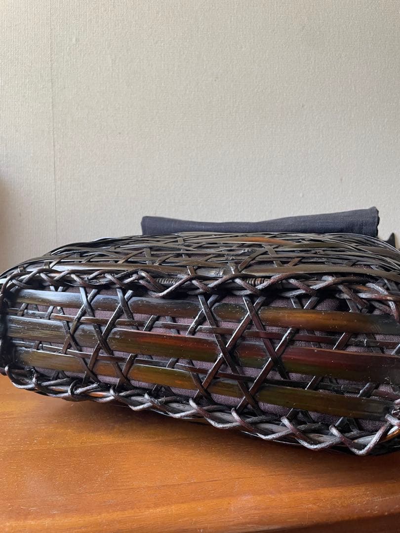 c*o様 竹　ダークブラウン編み込みデザインかごバッグ