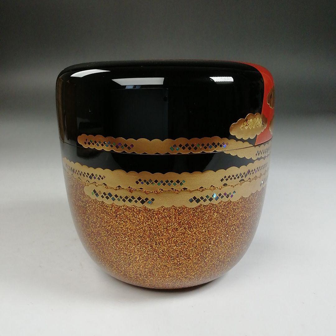 Ｗ２３８　棗　『紅富士蒔絵』『内銀地』『大棗』『細川司光 作』　共箱　茶道具